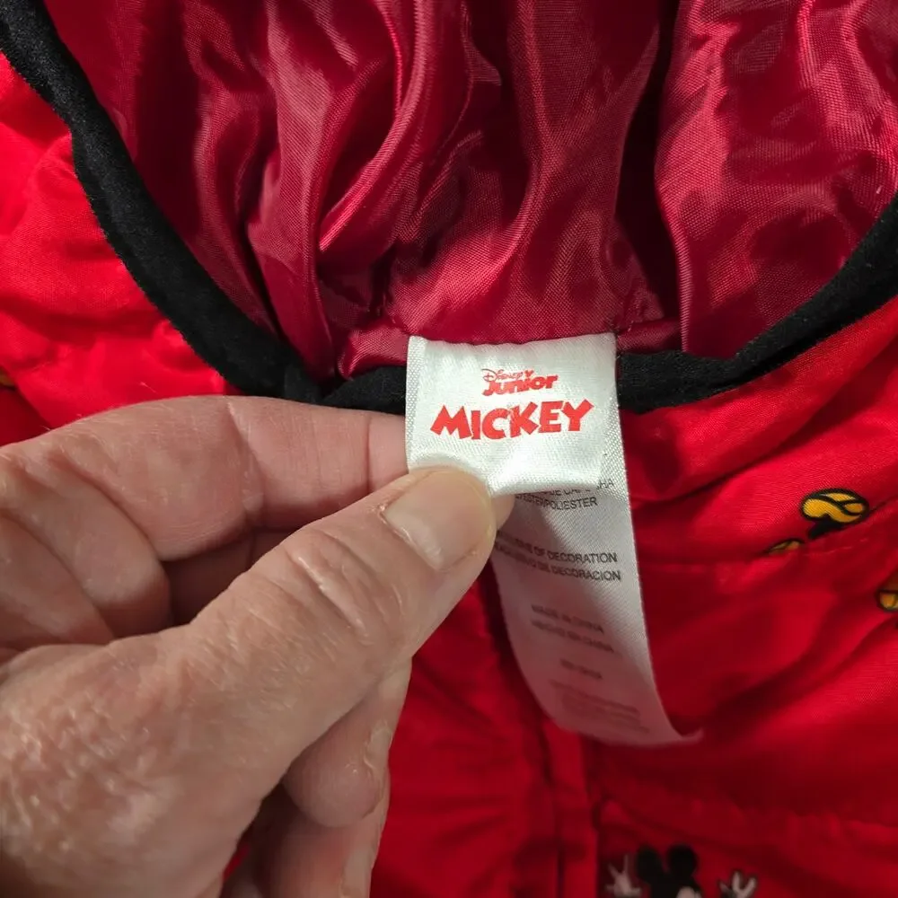Twin Disney Junior Mickey Mouse Hooded Ear Puffer Jacket 2T Girl's Red New!!!